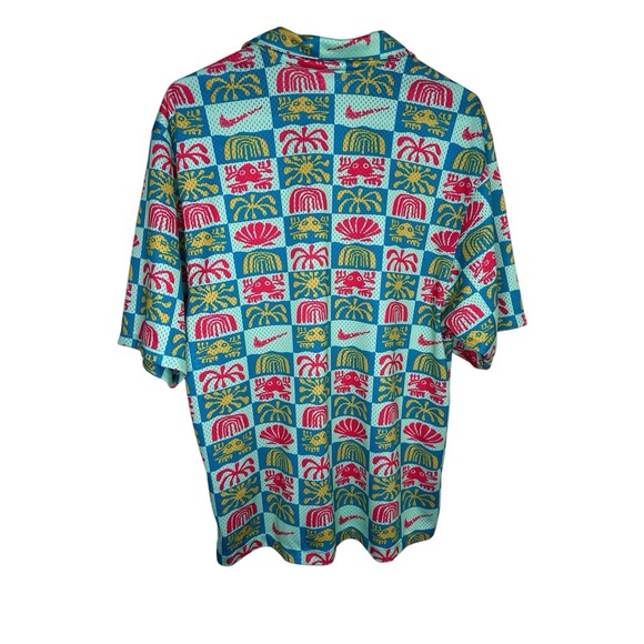 Nike Shirt Mens Dri-Fit Hawaiian Resort Camp Mesh Button Up M Medium Jersey P - Picture 2 of 7